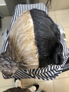 bleach process on dark hair