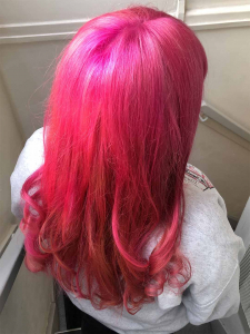 long bright-pink-colour hair