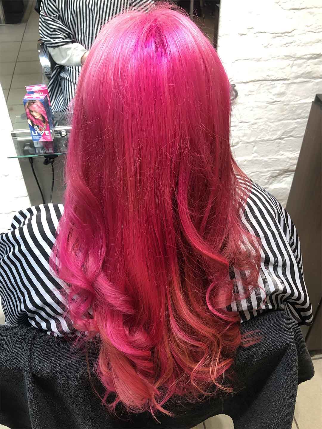 curly pink dyed hair